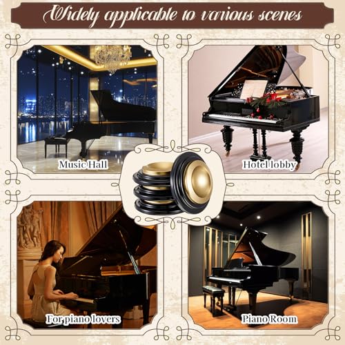 Image of 4 Pcs Piano Caster Cups, Double Layer, Metal Rubber | Metal Rubber Caster Cups, for Hardwood Floors, Grand Piano Floor Protectors, Heavy Duty Non-slip Felt Bottom Leg Pads