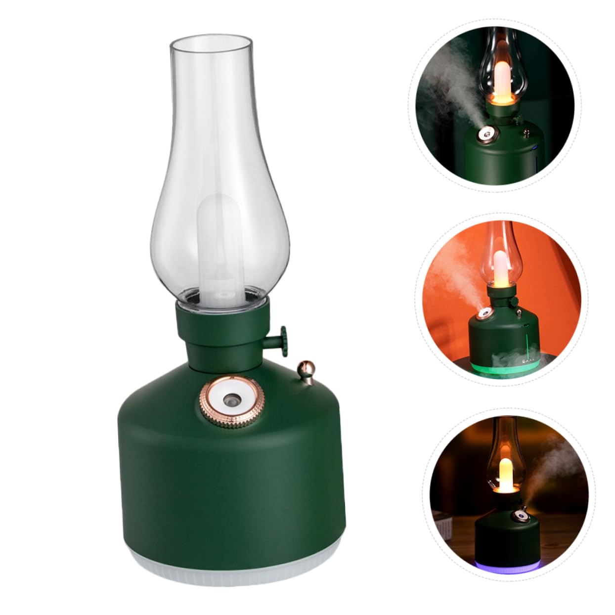Luce Umidificatore USB Vintage da Scrivania Verde Abs | 1200mah e 280ml, Effetto Aromaterapia e Umidificazione, per Casa e Ufficio