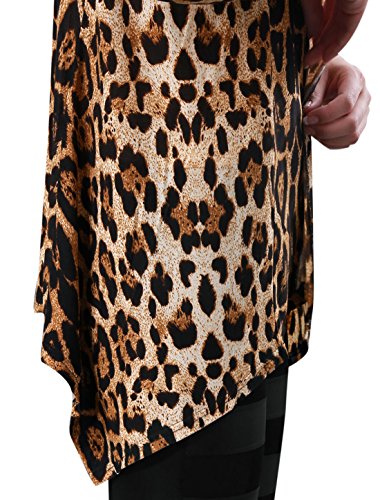 Allegra K Women Leopard Long Sleeve Open Front Boyfriend Cardigan Beige,Coffee M (US 10)
