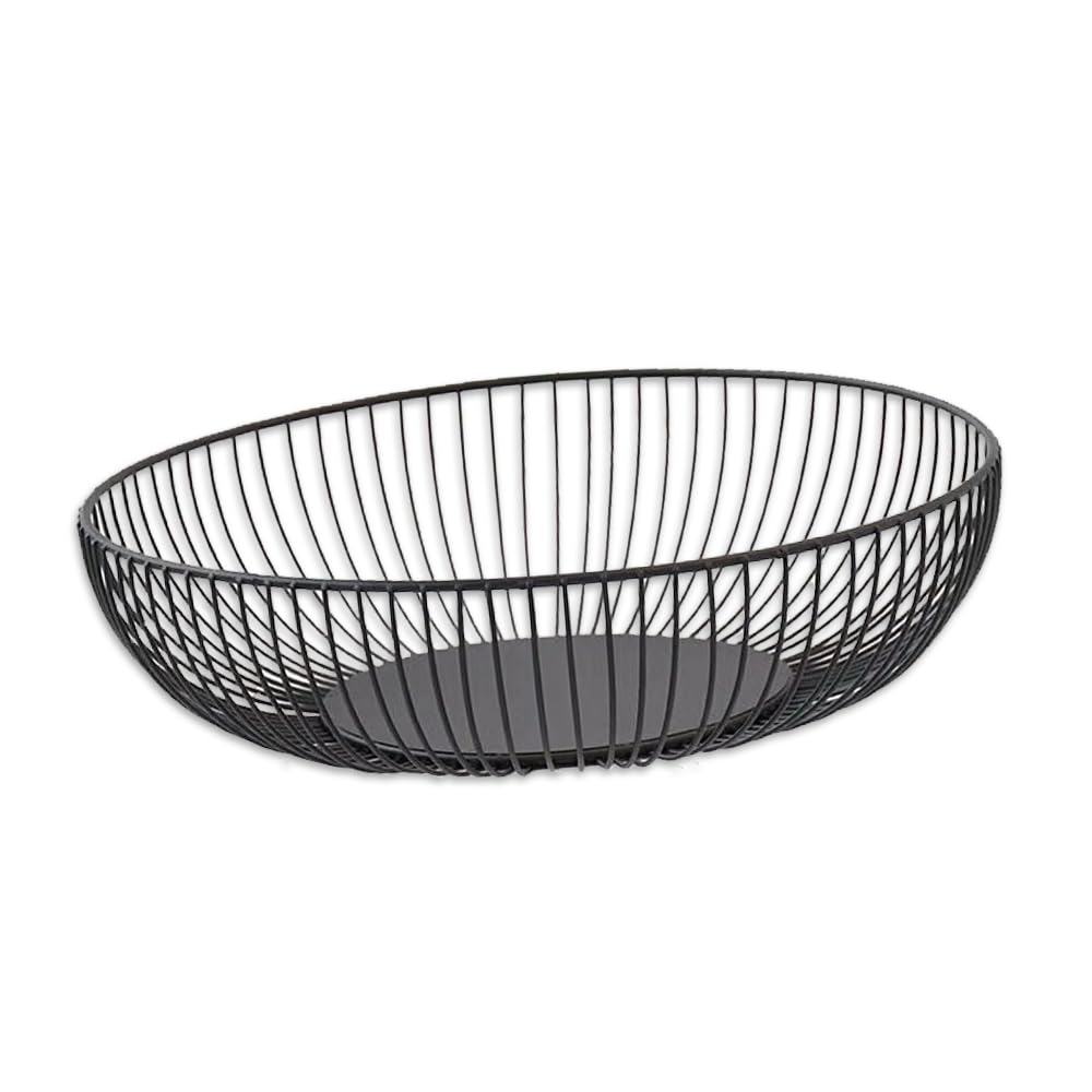 Nicheez Modern Wire Basket Black Round Metal Bowl 11in Kitchen Storage Japan