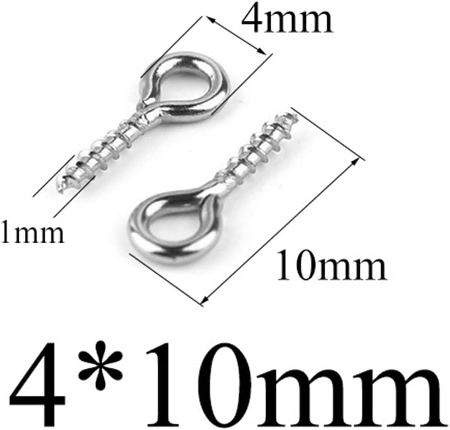 100pcs Stainless Steel Screw Eye Pins for Pendant Iron Screw Eye Hooks Clasps Fit Cabochon Drilled Beads DIY Jewelry Making(5x12mm)