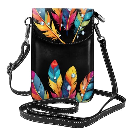 Sac à bandoulière en cuir résistant à la pluie pour femme à motif plumes