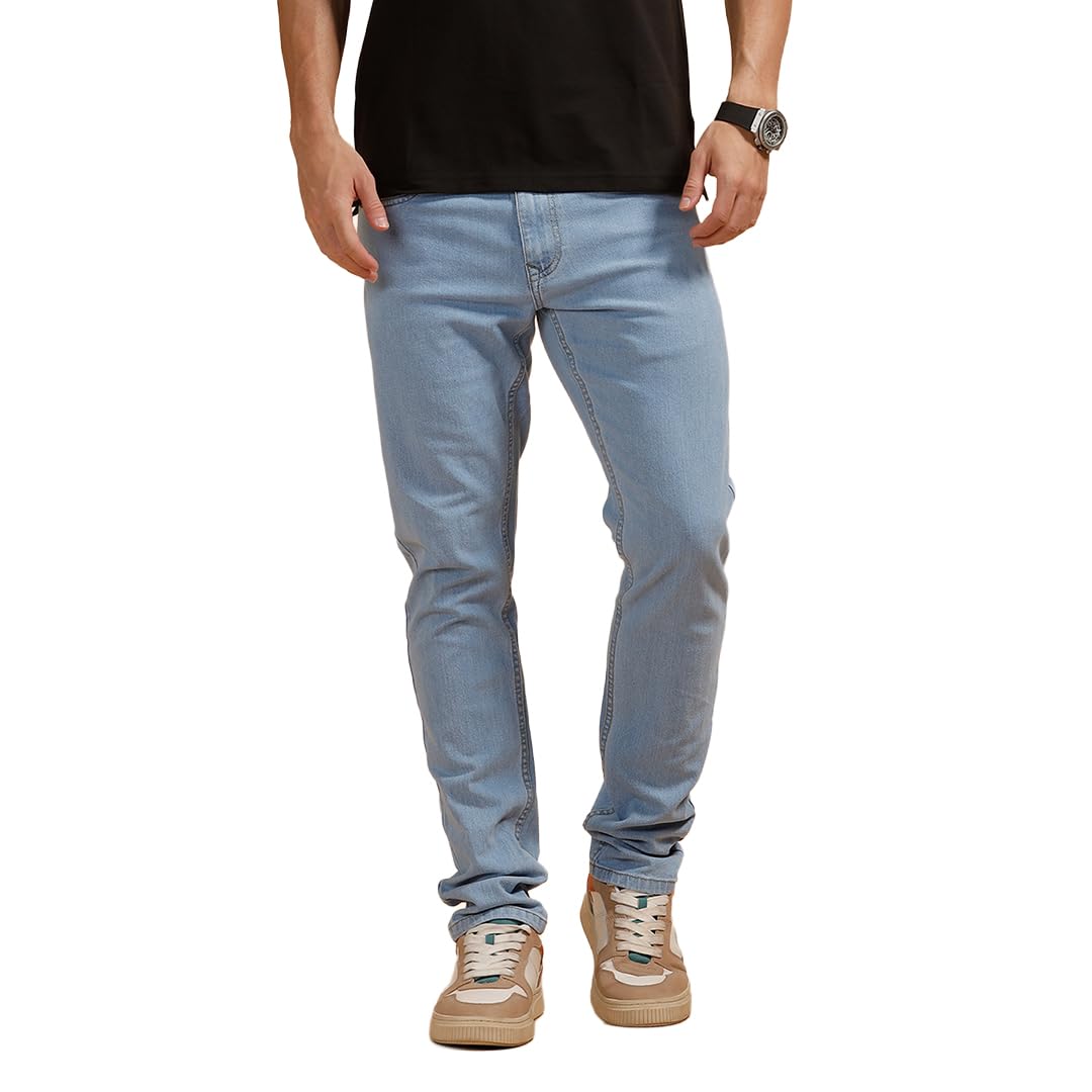 wrogn Men's Cotton Stretch Jeans | Solid Design | Slim Fit-picture-29