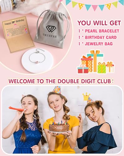 Image of Happy Birthday Gifts for Her, Pearl Bracelet for 10 13 16 Year Old Daughter Granddaughter Niece Women