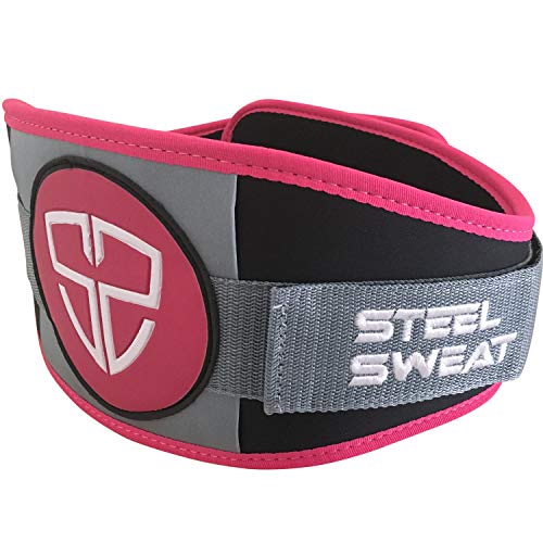 Steel Sweat Weight Lifting Belt for Women - 6 inch Flexible Lightweight Contoured Belt - Best for Gym, Exercise, Workout, Training, Weightlifting Columba Pink XS