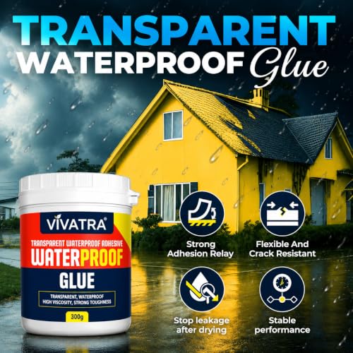 Image of Crack Seal Glue 300gm with Brush | Transparent Waterproof Resin for Roof Leakage, Wall Cracks & Waterproofing | Roof Waterproof Sealant for Terrace, Bathroom, Balcony & Exterior Surface Repair | Waterproof