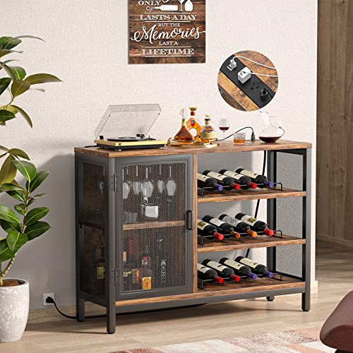 Homieasy Wine Bar with Power Outlets, Industrial Coffee Bar