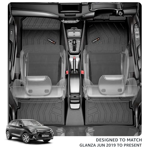 Image of Q Po Glanza (MAX) Jun 2019 - Present ECO TPE Car Floor Mat | Anti Slip All Weather Mats for Glanza (Black)