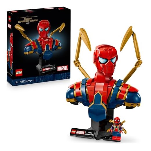 LEGO Marvel Iron Spider-Man Bust - Display Model Building Set for Adults incl. 2 Movable Arms, a Rotating Head & a Super Hero Minifigure - Collectible Avengers Gift for Fans - 76326
