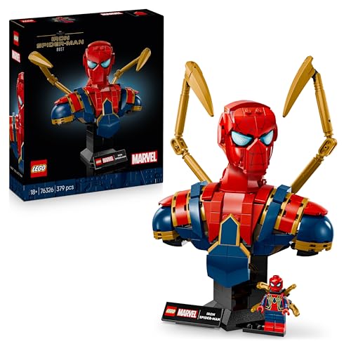LEGO | Marvel Buste d’Iron Spider-Man - Set de Construction & Maquette à Exposer pour Adulte - Bras Mobiles, Tête Rotative & Minifigurine de Super-Héros - Cadeau Collector pour Fans des Avengers 76326