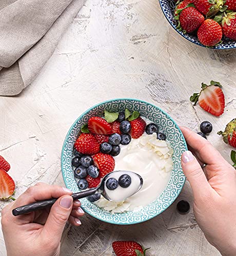 Kook Cereal Bowls, Ceramic Make, Vibrant Color, Multi Color Designs, Bowls For Thanksgiving, Christmas And Kitchen Perfect For Soup, Pasta, Salad, Ice Cream, Set Of 6, 18Oz (Multicolor) #TOP3