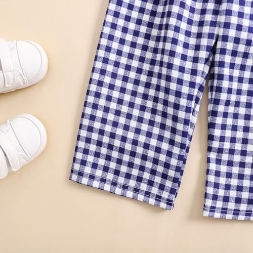 Toddler Baby Boy Girl Gingham Pants Retro Elastic Waist Checkered Plaid Long Pants Casual Sweatpants Bottoms4