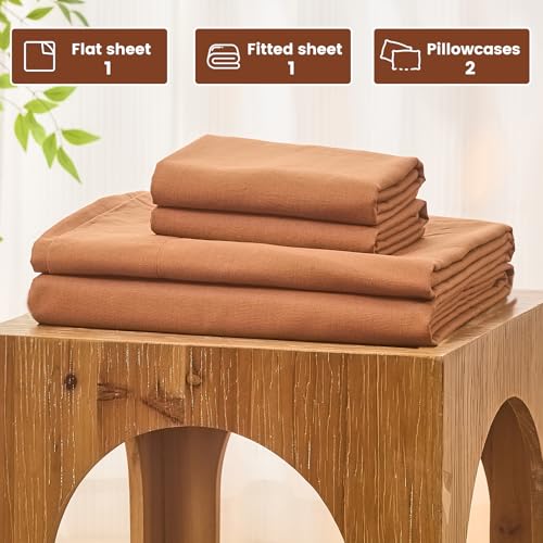 Image of Bedlifes 100% French Linen King Bed Sheet Set - 16 inch Deep Pocket, 4-Piece | Soft & Durable, Breathable & Cooling, Pure Flax Linen, OEKO-TEX Certified, Moisture-Wicking, Easy Care, Machine Washable