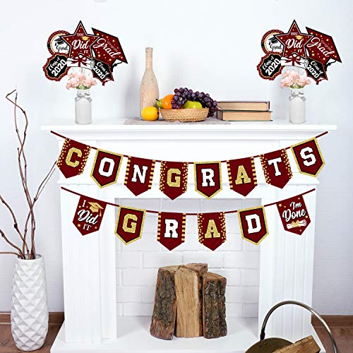 Party Greeting 2022 Maroon Graduation Banner - No Diy Required Maroon Graduation Party Supplies Decorations Grad Banner For College thumb #3