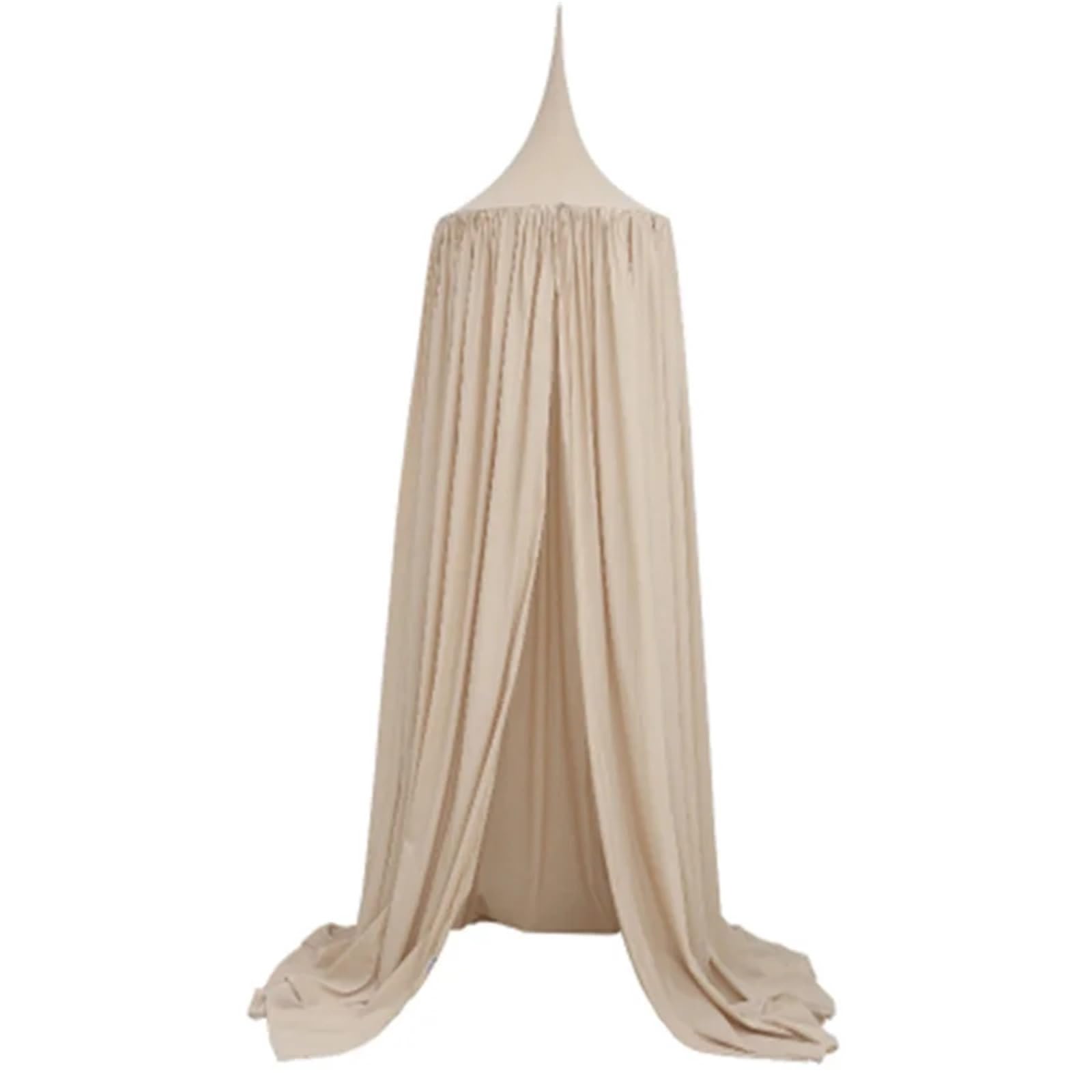 KiddiBubzi Play House Tents For Kids Canopy Bed Curtain Kids Hanging Tent Crib Children Room Decor Round Hung Dome Bed Canopy Bed Valance(Khaki)
