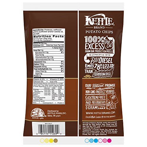 Image of Kettle Brand Potato Chips, Sea Salt, Single-Serve 1.5 Ounce (Pack of 64)