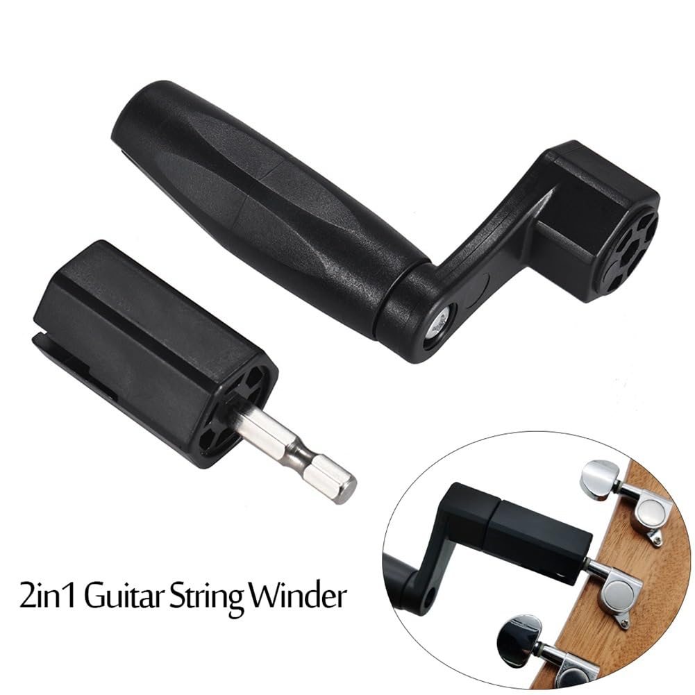 Bloepum String Peg Winder Yukri String Changing Tool Ukulele String Changing Tool 2-In-1 Electric/Manual Guitar String Knob Curler