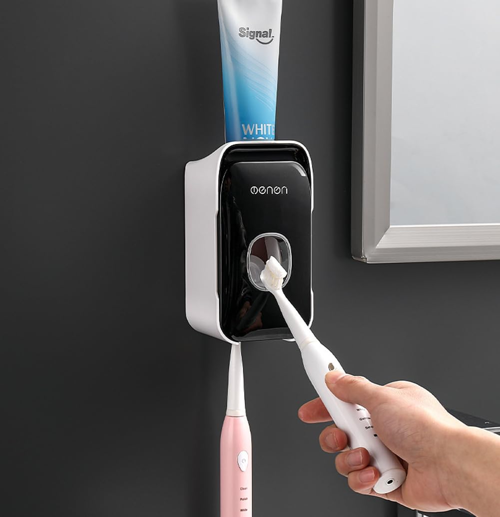 Evona Wall Mounted Automatic Toothpaste Dispenser Squeezer with Toothbrush Holder Bathroom Accessories Sets-image-21