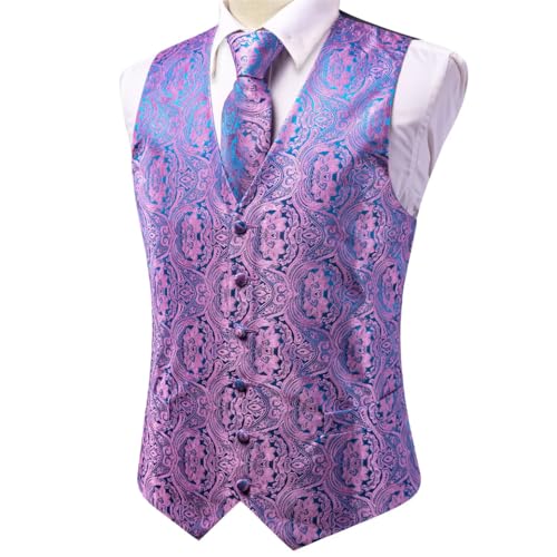 Men's Complete Vest Set with Tie Cufflinks Pocket Square for Party Wedding or Office3