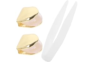 2Pcs Single Tooth Grillz Top, 18K Gold Plated Tooth Cap