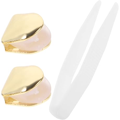 2Pcs Single Tooth Grillz Top, 18K Gold Plated Tooth Cap