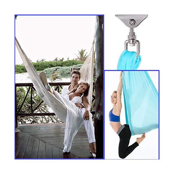 Awroutdoor 2PCS Stainless Steel Swing Hangers, Heavy Duty 360°Swivel Hammock Hooks 1000LB Capacity for Concrete Wooden Sets Playground Porch Indoor Outdoor Seat Trapeze Yoga, GYM - Image 8
