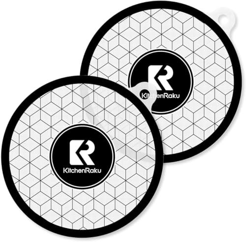 Image of KitchenRaku 2Pcs Silicone Induction Cooktop Protector Mat, 7.9 Inch, White | Protects Magnetic Cooktop from Scratches & Stains, 450℉ Heat Resistant, Reusable & Non-Slip, for microwave & oven use