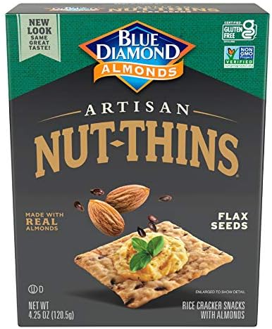 Blue Diamond Almond Artisan Nut Thins Cracker Crisps, Flax Seeds, 4.25 Ounce