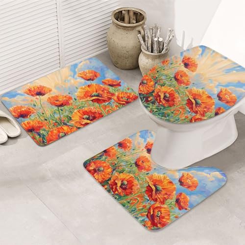 Juego de alfombras de baño Blue Sky de 3 piezas con estampado floral 2