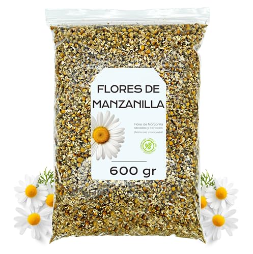 Manzanilla 600 gr - Flores de Manzanilla Naturales para Infusion o Te - A Granel - Digestiva y Relajante (600 gr)