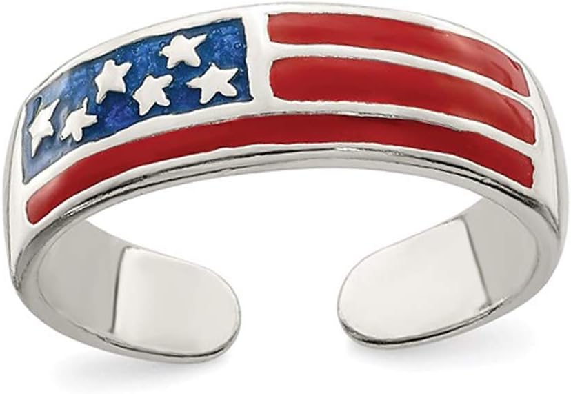 American Flag Toe Ring in Sterling Silver