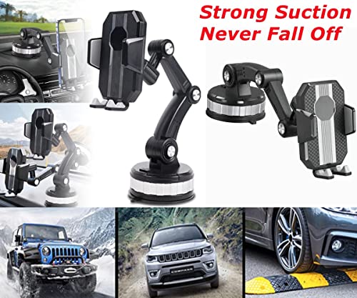 Car Phone Holder Mount Universal Sticky Suction Cup Phone Holder, Upgraded Long Arm Handsfree Cell Phone Stand Heavy Duty Truck Mobile Phone Mount for Dashboard/Windshield/Window/Car Sunroof - Image 6