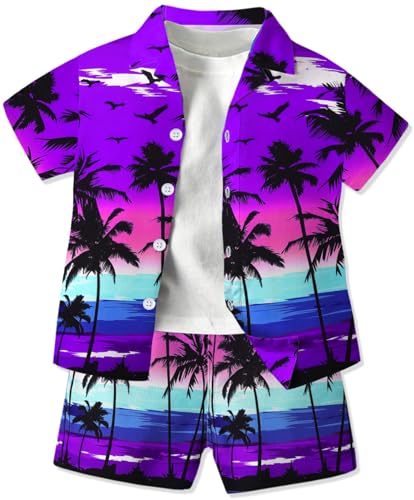 Image of SANGTREE 3 Piece Boy Outfits Short Sleeve Shirt and Shorts Set Beach Vacation Summer Clothes, 3 Months - 9 Years