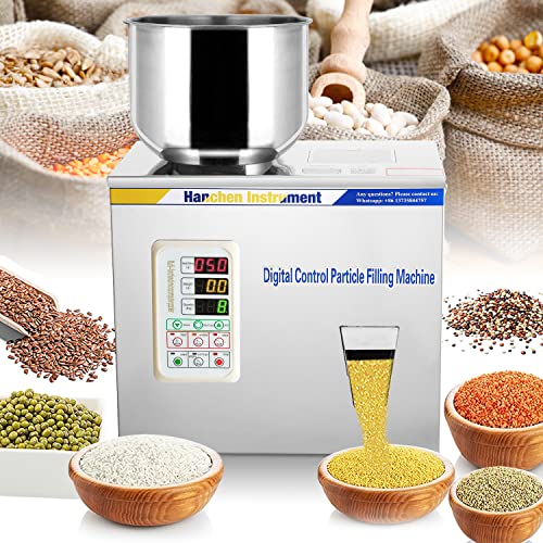 Hanchen Powder Filling Machine 100g Particle Weighing Filling Machine Automatic Powder Filling Filler for Tea granules Seeds Grains Powder Glitters with Foot Pedal 110v