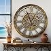 ImprovingLife The Gears Clock The Original Real Moving Gear Wall Clock Vintage Industrial Oversized Rustic Farmhouse (24 inch (60cm),Gold Antique)