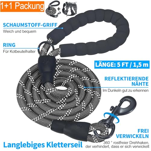 Haapaw Heavy Duty Taktisches Hundegeschirr für mittelgroße Hunde, kein Zug Verstellbares Haustiergeschirr Reflektierendes Service Training Einfache Steuerung Haustierweste Militär Arbeiten