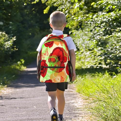 Sac à dos coquelicot rouge grand format pour ordinateur, école et randonnée