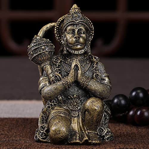Estatua de Hanuman figura mitológica de resina y metal miniatura 7
