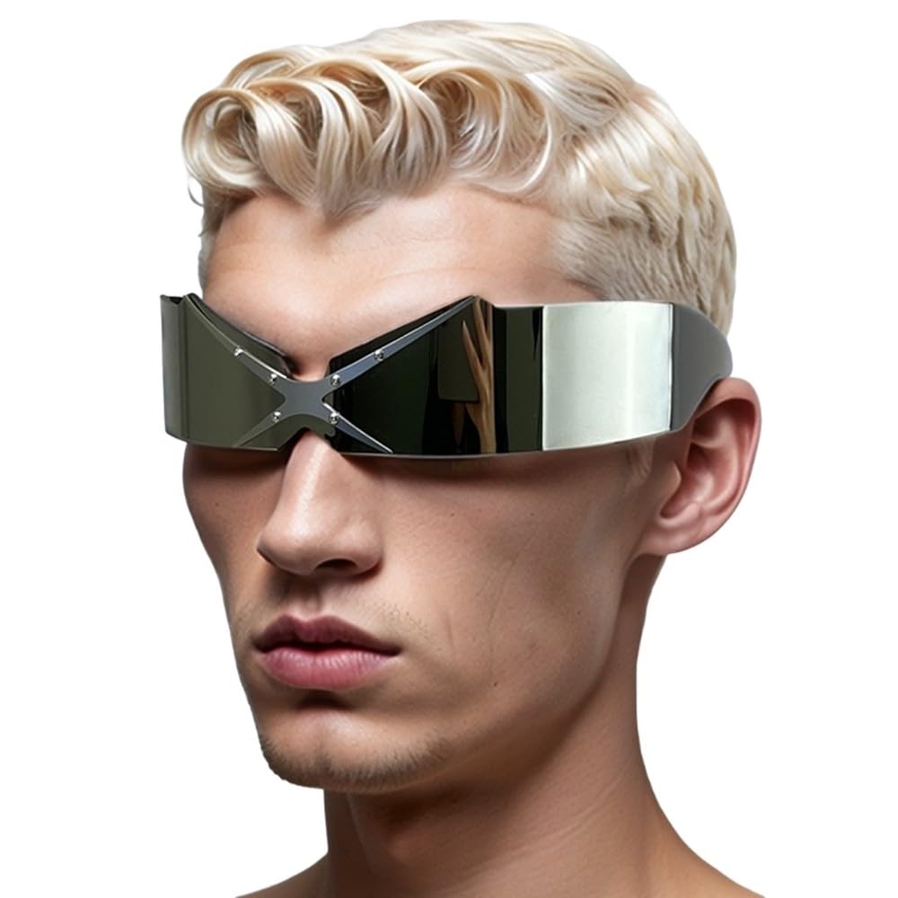 Gafas de sol punk sin montura de una pieza para hombre y mujer, modernas, futuristas, con máscara, estilo vintage, envolventes.