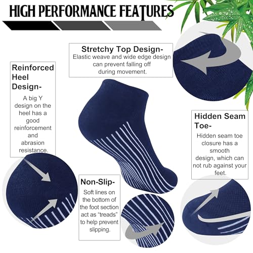 Sunew Viscose Bamboo Socks, Unisex Cushioned Comfortable Ankle Workout Hiking Golf Socks 6 Pairs4