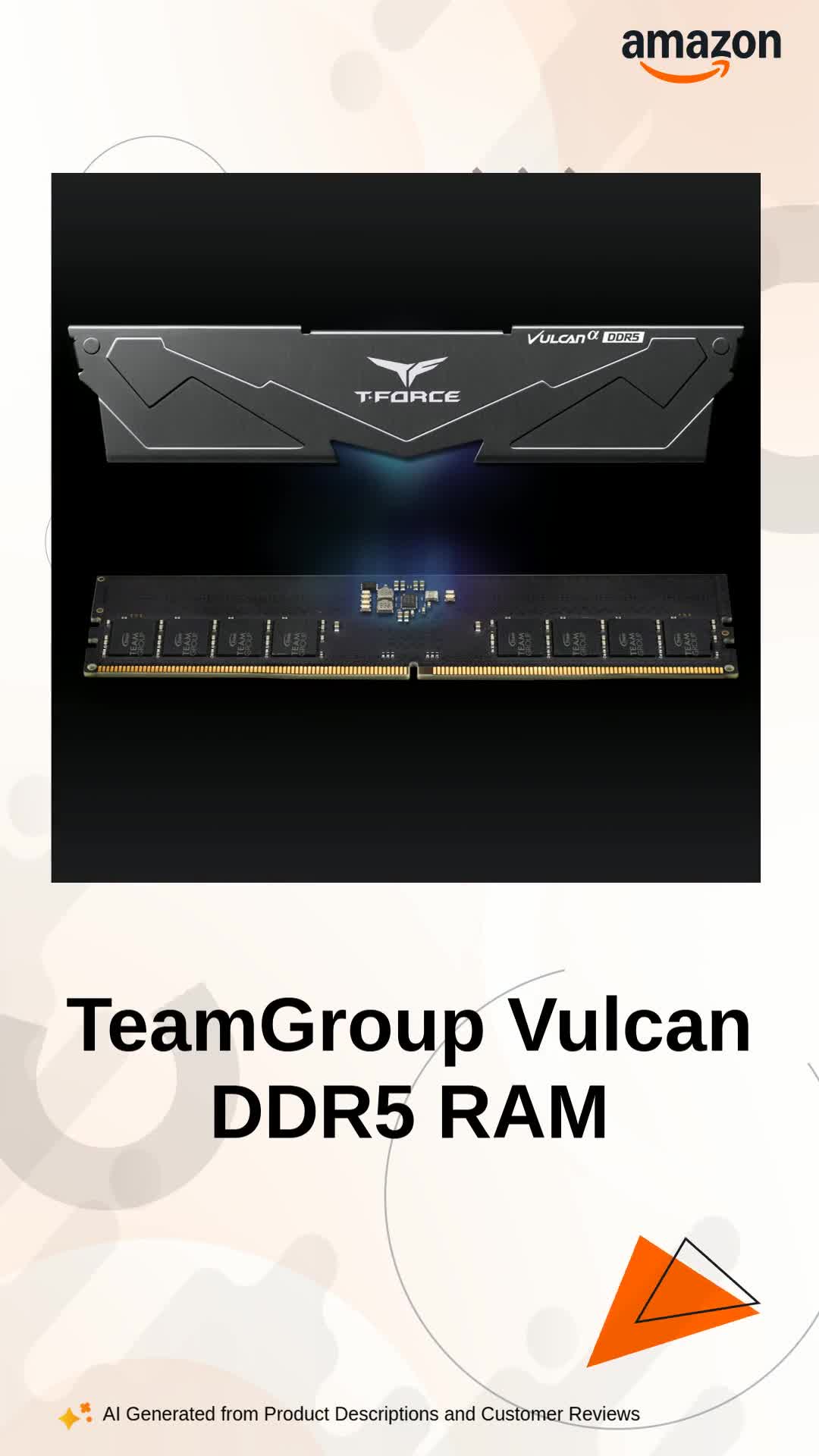 TeamGroup T-Force Vulcan 16GB 6000MHz DDR5 Desktop Gaming Memory