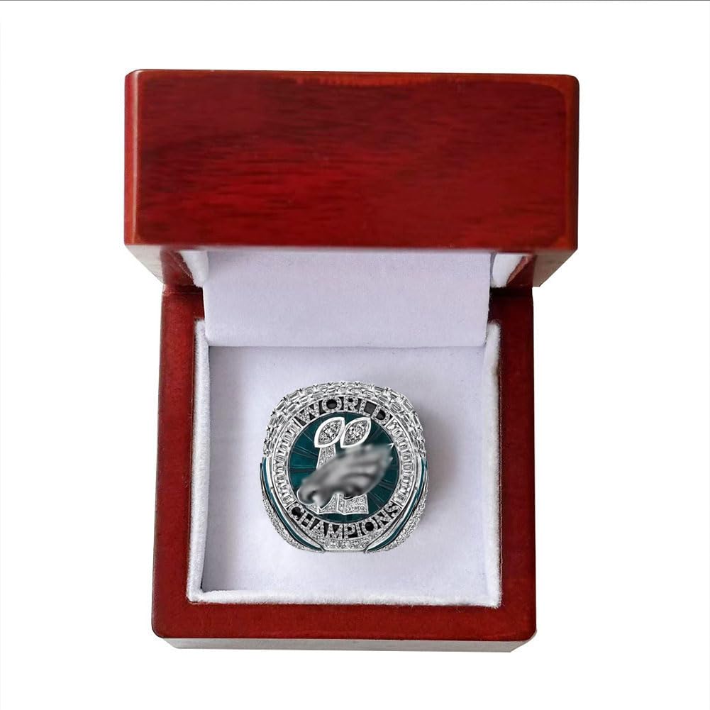 Bague De Champion De Football des Eagles 2025 avec Boîte Bagues De Championnat du Monde Gagnant De Rugby Prix Collection De Trophées Cadeaux Souvenirs Sportifs pour Les Fans