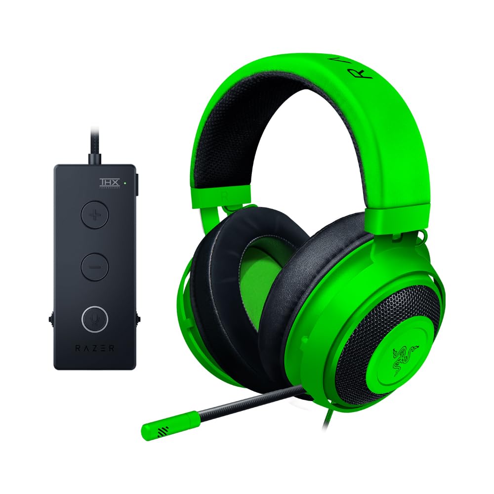 Razer Kraken Tournament Edition - Wired Gaming Headset with USB Audio Controller (THX Spatial Audio, Full Audio Controls, Custom-Tuned 50mm Drivers) Green