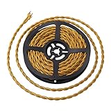 striveday trade; 5Meter/16.4FT Twisted Cloth Fabric Electrical Cord for Vintage and Antique Lamps DIY, Rayon Covered Wire For Industrial Vintage LED Bulb(Gold)