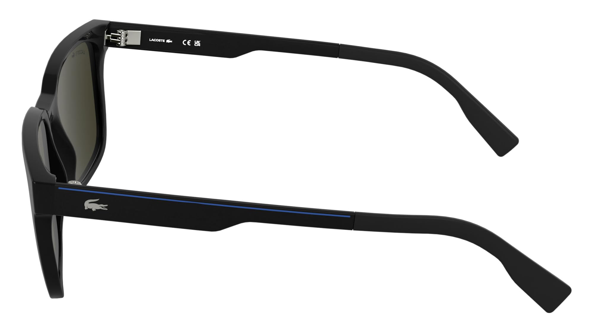 Lacoste Gafas de sol para hombre L6077S, color negro con lente de espejo azul