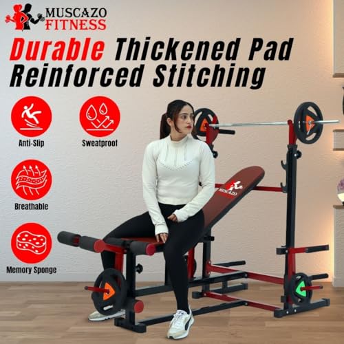 Image of PRO Heavy Duty 8-in-1 Strength Multi Gym Bench | Adjustable Flat, Incline, Decline Bench with Leg Curl & Leg Extension | Home Gym Workout Bench