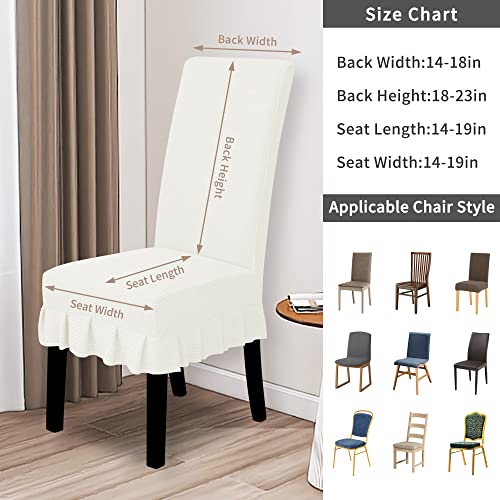Easy-Going Dining Chair Covers Stretch Parsons Chair Slipcover with Skirt Chair Covers for Dining Room Restaurant Banquet (2 PCS, Cream) - Image 4