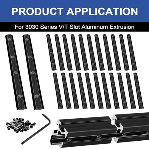 Image of 24pcs Seekliny 3030 Staight Connector Corner Bracket Joint Plate 3030 Hardware T-Slotted Accessories with Screws for 8020 Aluminum Profile 3D Printer Accessories Black