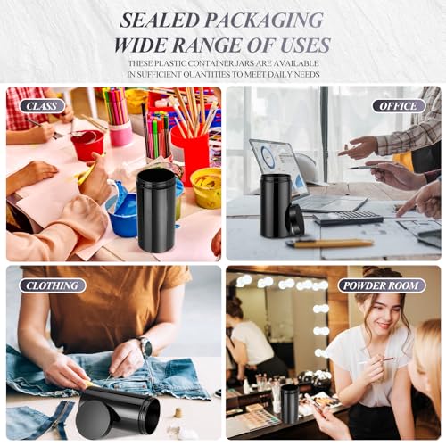 Image of Patelai 4 Pcs Plastic Jars Wide Mouth with Lids,32 Ounce,Pure Black