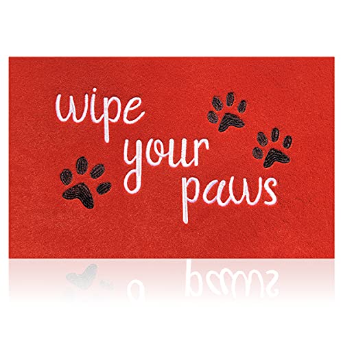 HLFMVWE Large Door Mats for Home Entrance Funny Text Doormat Floor Mats Wipe Your Paws Mat Welcome Mat for Front Door Non Slip Rubber for Dog 24X36